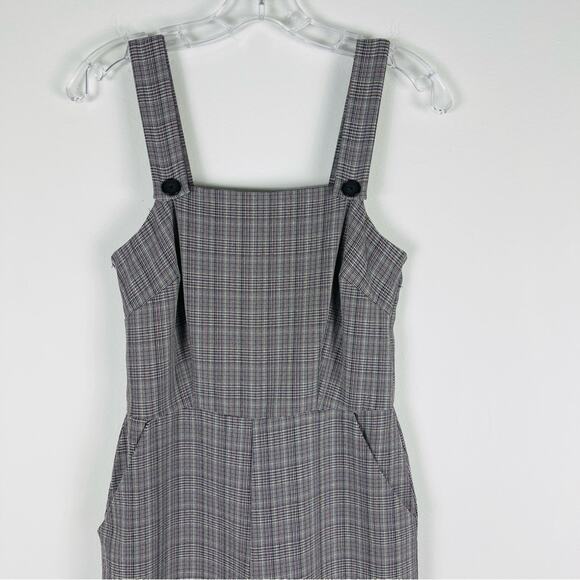 Bebop black white red plaid cropped preppy academia jumpsuit overalls small - Picture 3 of 6